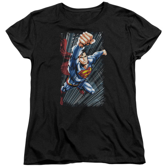 Superman Faster Than Womens T Shirt Black