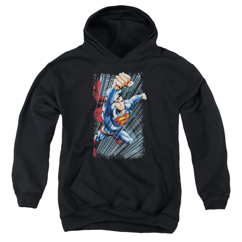 Superman Faster Than Kids Youth Hoodie Black