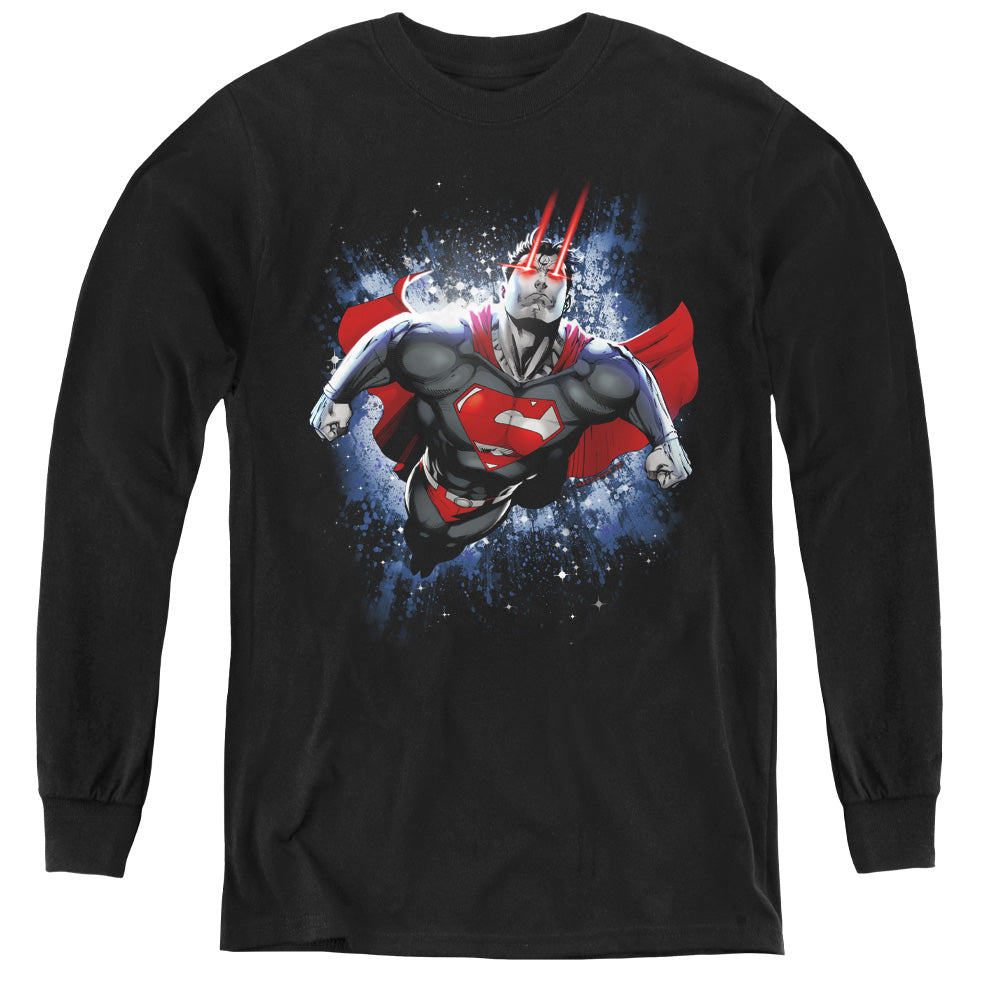 Superman Stardust Long Sleeve Kids Youth T Shirt Black