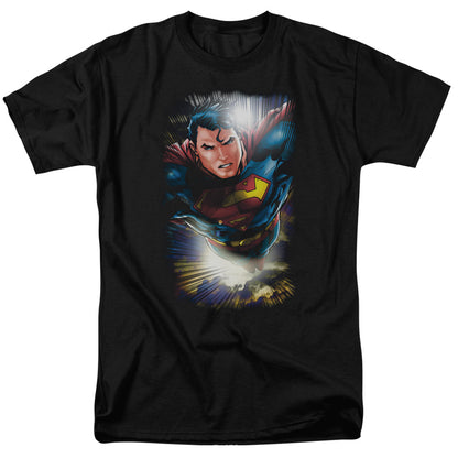 Superman In The Sky Mens T Shirt Black