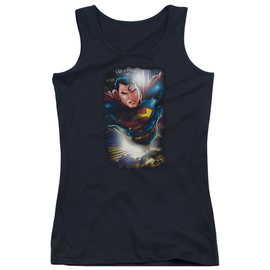 Superman In The Sky Womens Tank Top Shirt Black