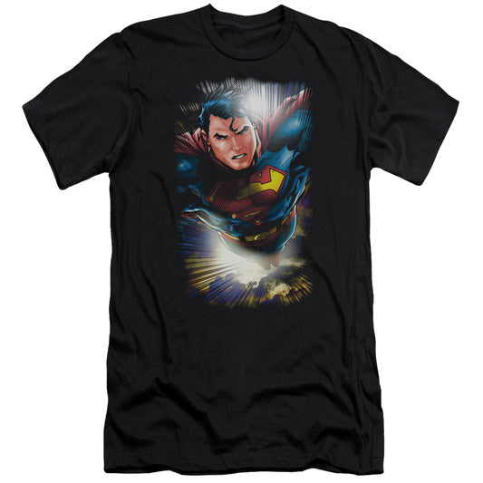 Superman In The Sky Premium Bella Canvas Slim Fit Mens T Shirt Black