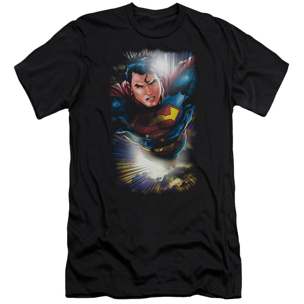 Superman In The Sky Slim Fit Mens T Shirt Black