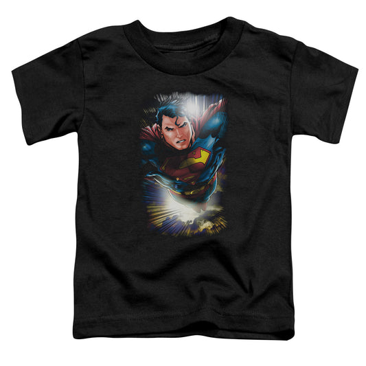 Superman In The Sky Toddler Kids Youth T Shirt Black