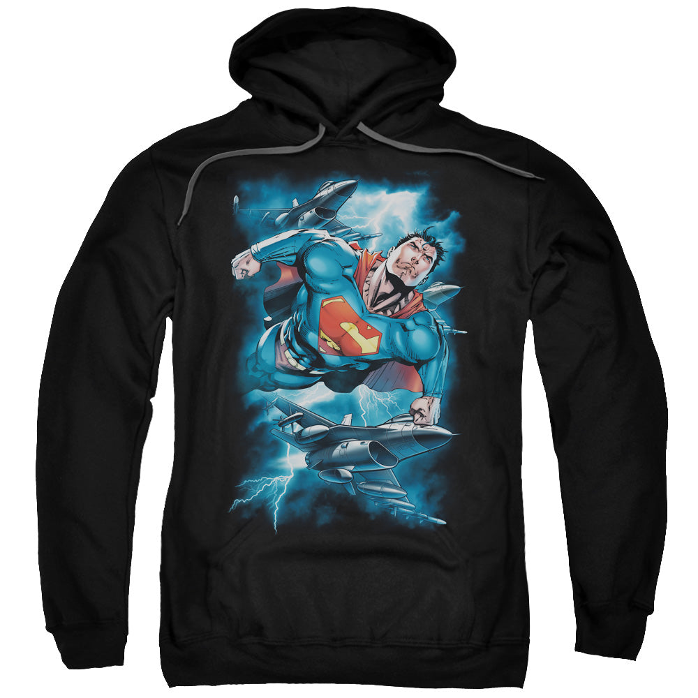 Superman Stormy Flight Mens Hoodie Black