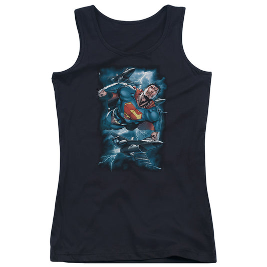 Superman Stormy Flight Womens Tank Top Shirt Black