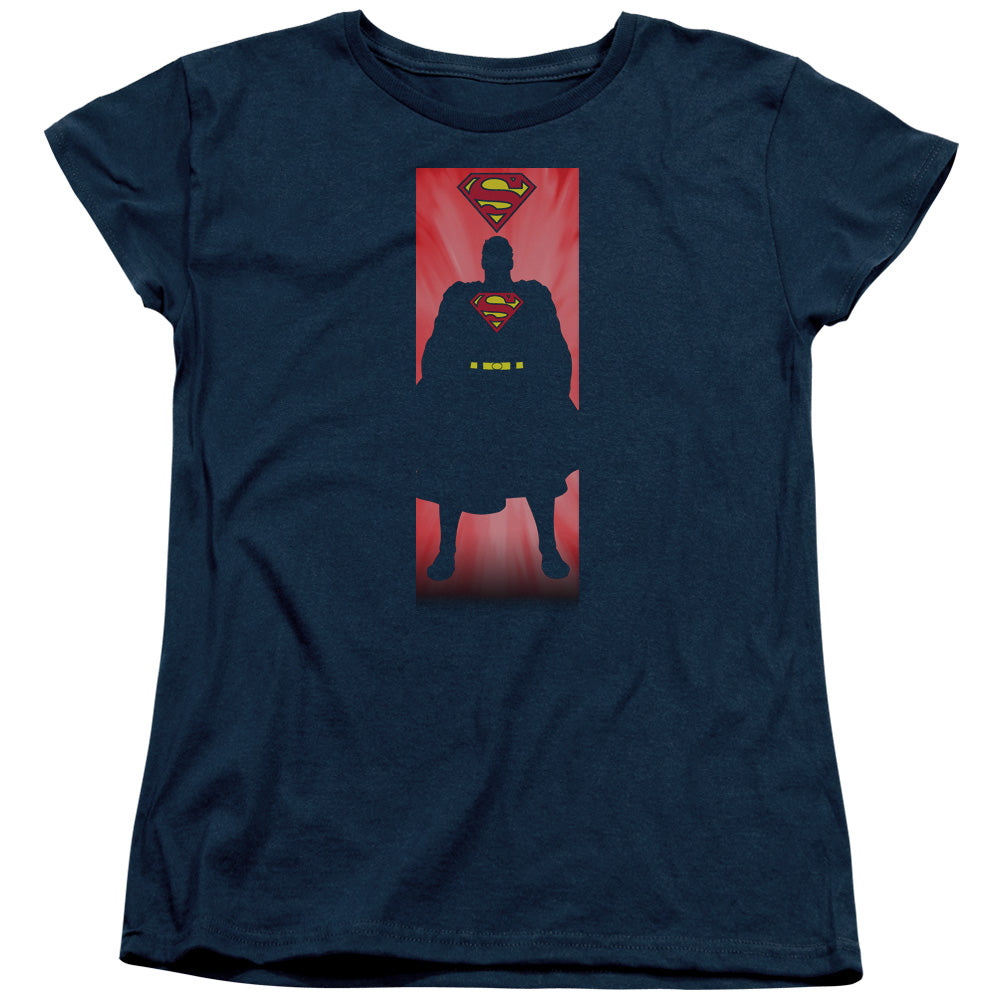 Superman Block Womens T Shirt Navy