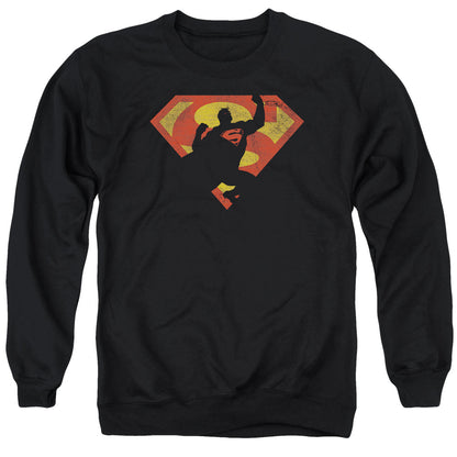 Superman S Shield Knockout Mens Crewneck Sweatshirt Black