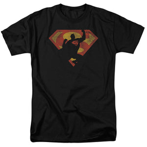 Superman S Shield Knockout Mens T Shirt Black
