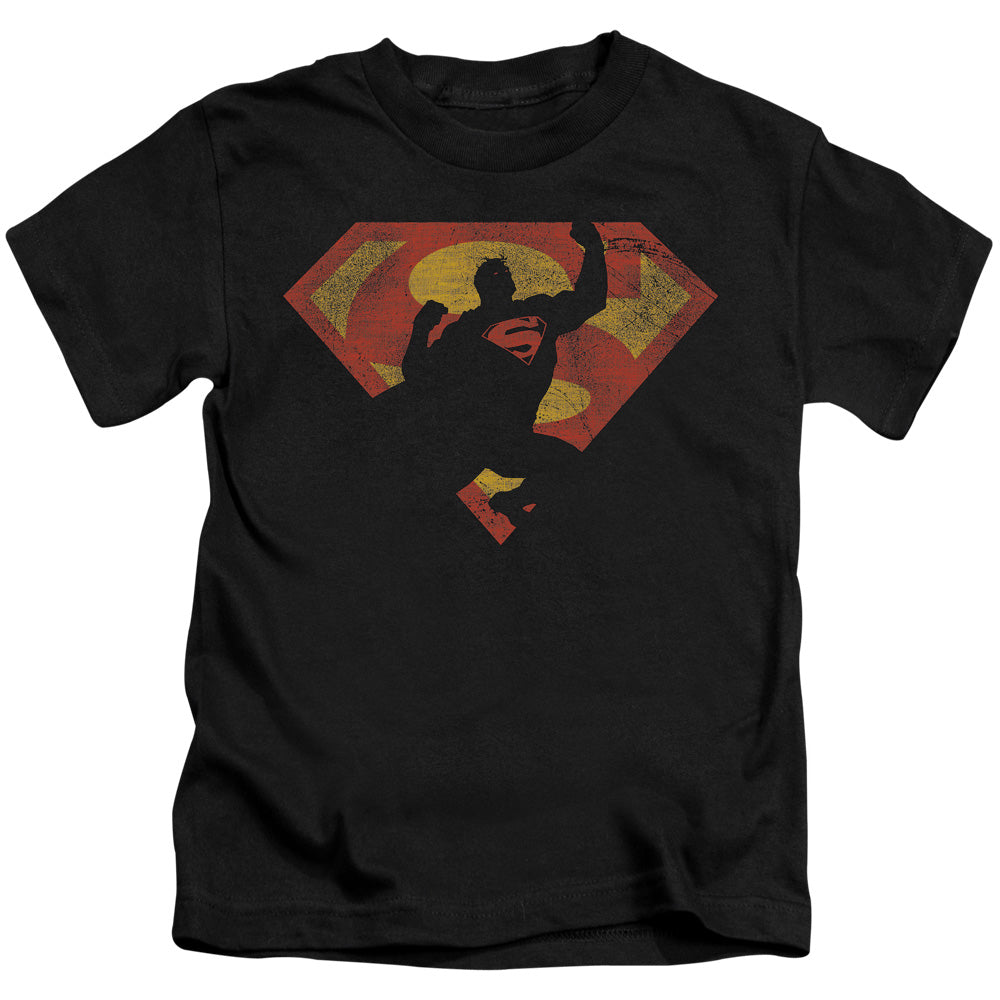 Superman S Shield Knockout Juvenile Kids Youth T Shirt Black