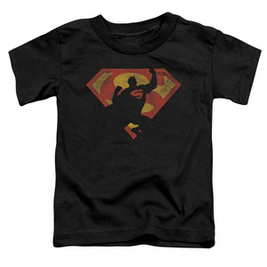 Superman S Shield Knockout Toddler Kids Youth T Shirt Black