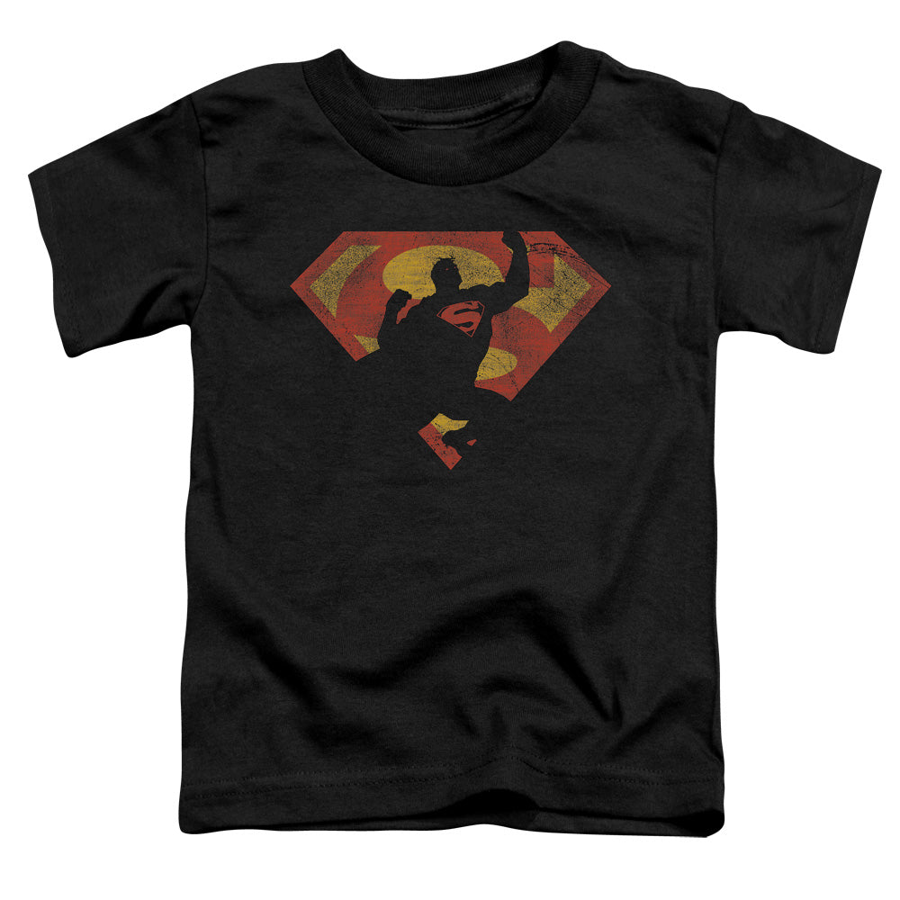 Superman S Shield Knockout Toddler Kids Youth T Shirt Black