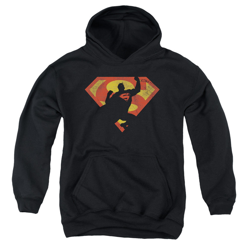 Superman S Shield Knockout Kids Youth Hoodie Black