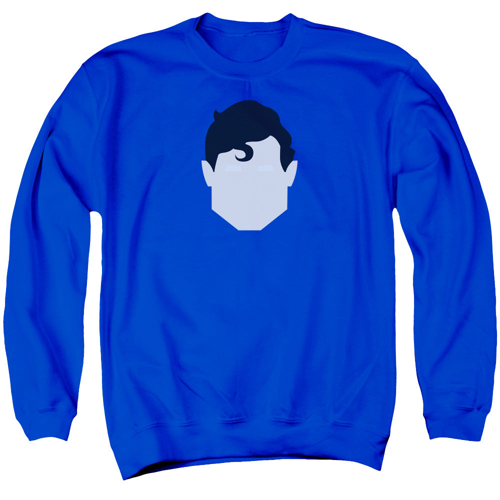 Superman Supes Head Mens Crewneck Sweatshirt Royal Blue