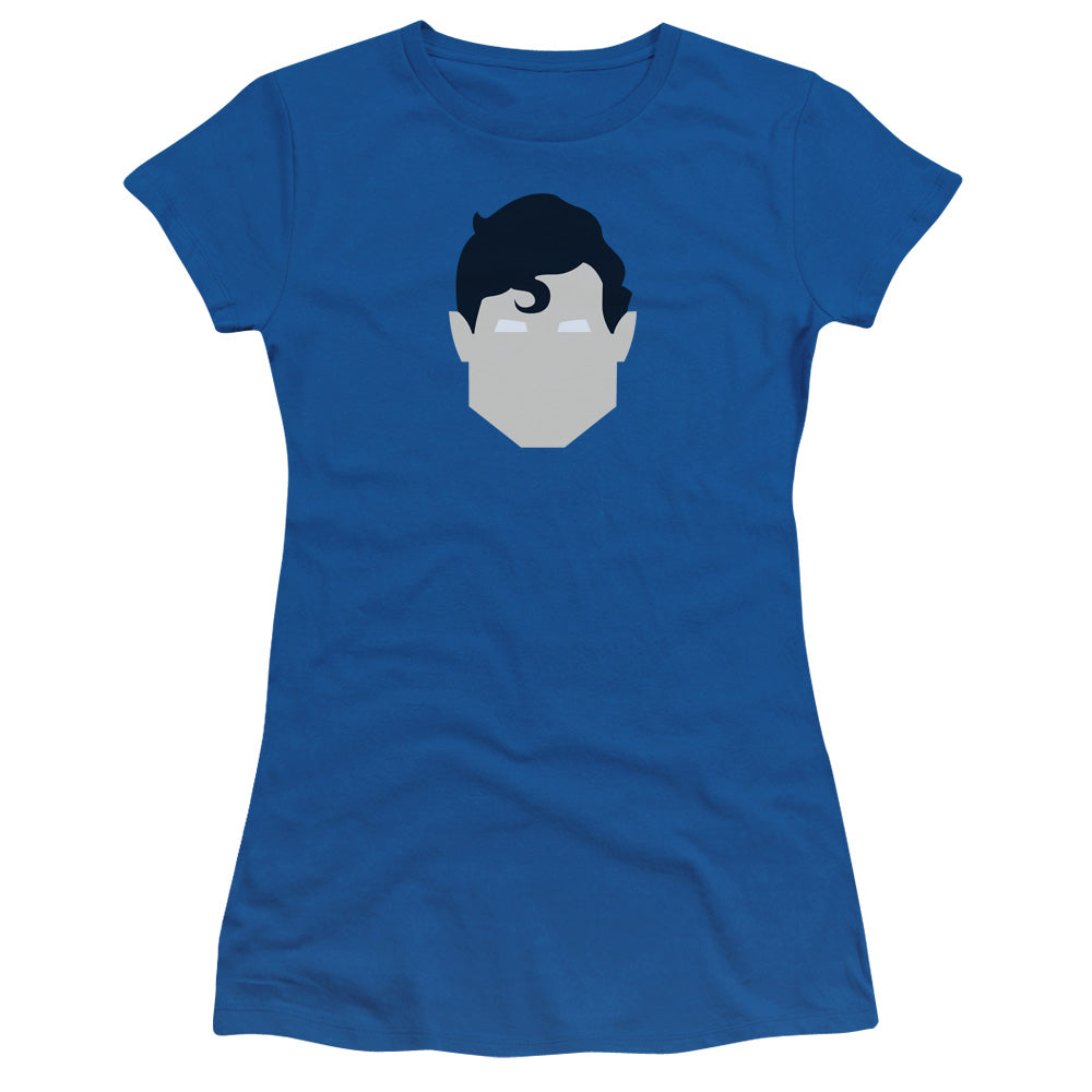 Superman Supes Head Junior Sheer Cap Sleeve Womens T Shirt Royal Blue