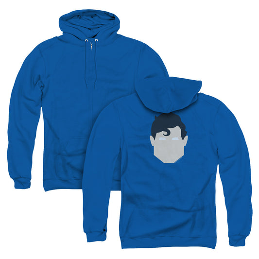 Superman Supes Head Back Print Zipper Mens Hoodie Royal Blue