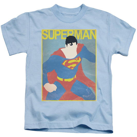 Superman Simple Poster Juvenile Kids Youth T Shirt Light Blue