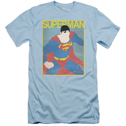 Superman Simple Poster Slim Fit Mens T Shirt Light Blue