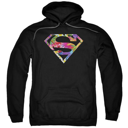 Superman Hawaiian Shield Mens Hoodie Black