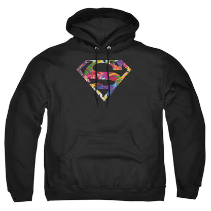 Superman Hawaiian Shield Mens Hoodie Black