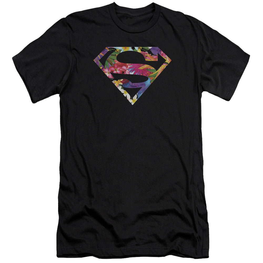 Superman Hawaiian Shield Slim Fit Mens T Shirt Black