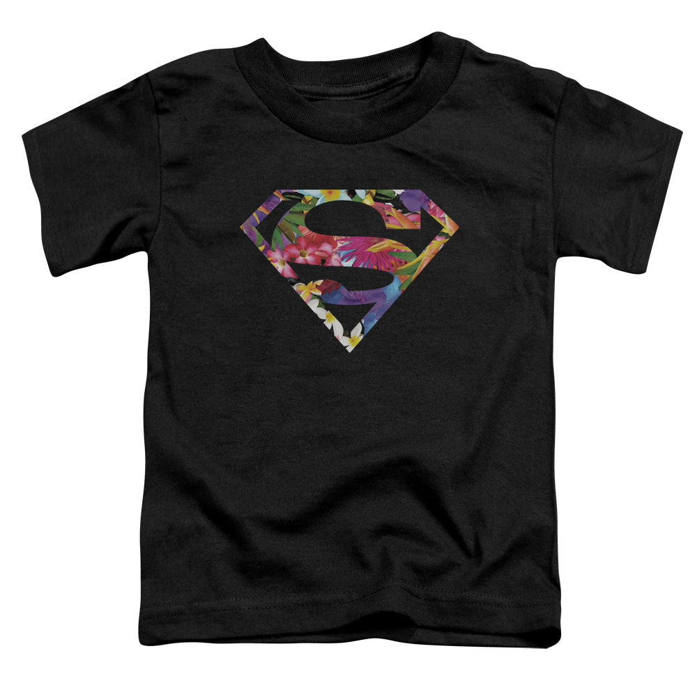 Superman Hawaiian Shield Toddler Kids Youth T Shirt Black