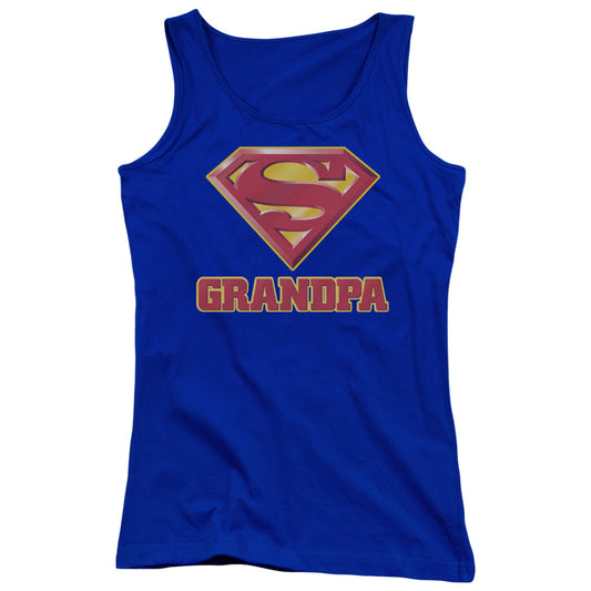 Superman Super Grandpa Womens Tank Top Shirt Royal Blue