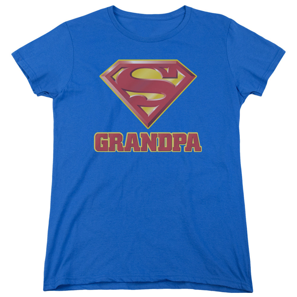 Superman Super Grandpa Womens T Shirt Royal Blue