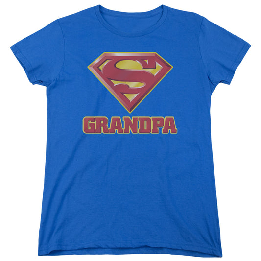 Superman Super Grandpa Womens T Shirt Royal Blue