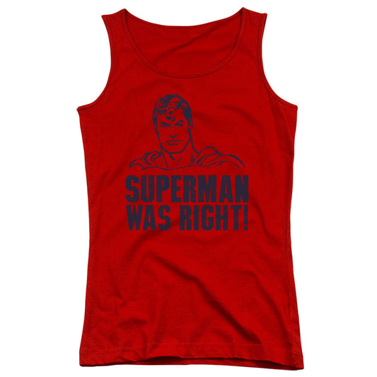 Superman Was Right Womens Tank Top Shirt Red