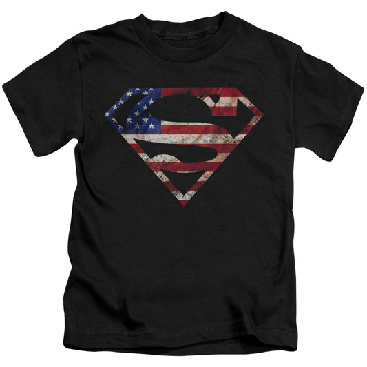 Superman Super Patriot Juvenile Kids Youth T Shirt Black