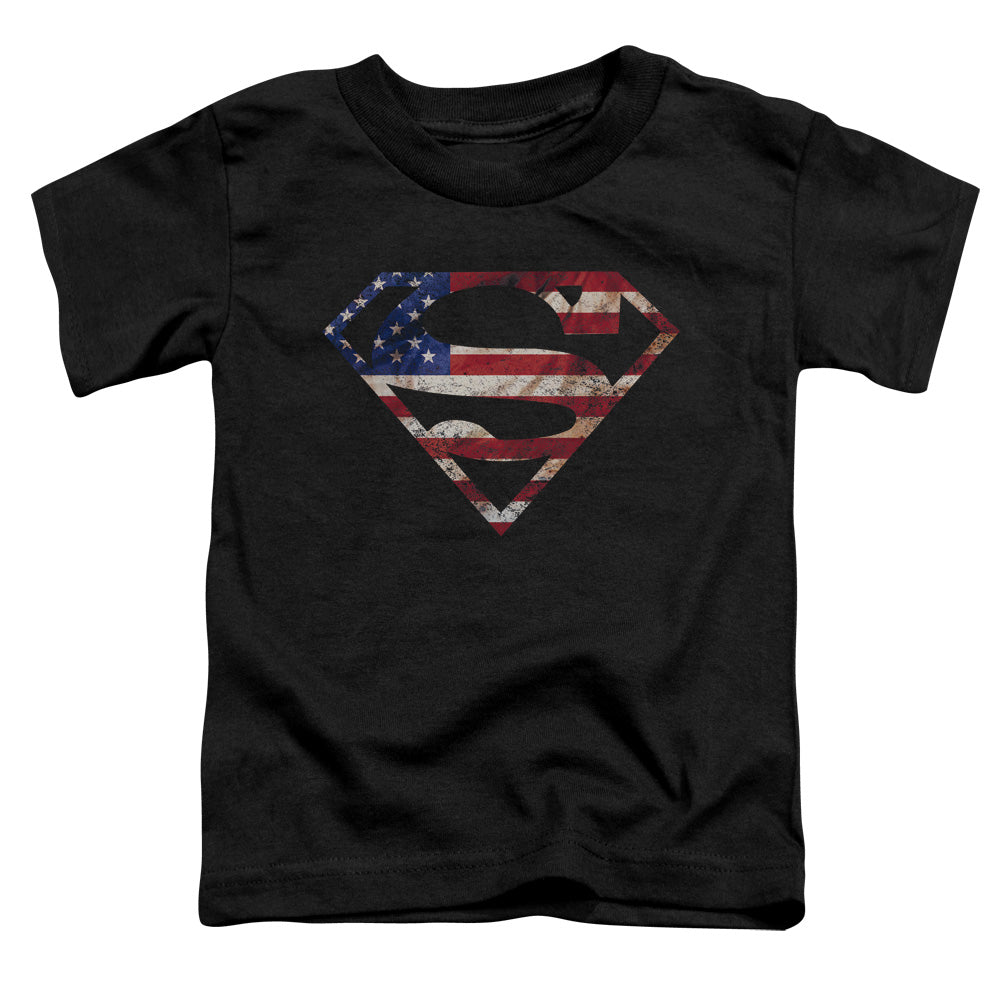 Superman Super Patriot Toddler Kids Youth T Shirt Black