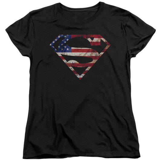 Superman Super Patriot Womens T Shirt Black