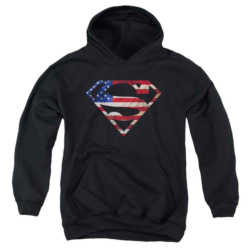 Superman Super Patriot Kids Youth Hoodie Black