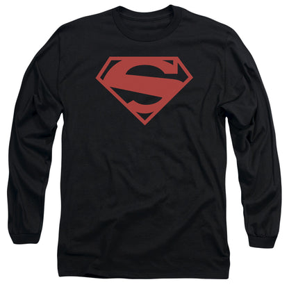 Superman 52 Red Block Mens Long Sleeve Shirt Black