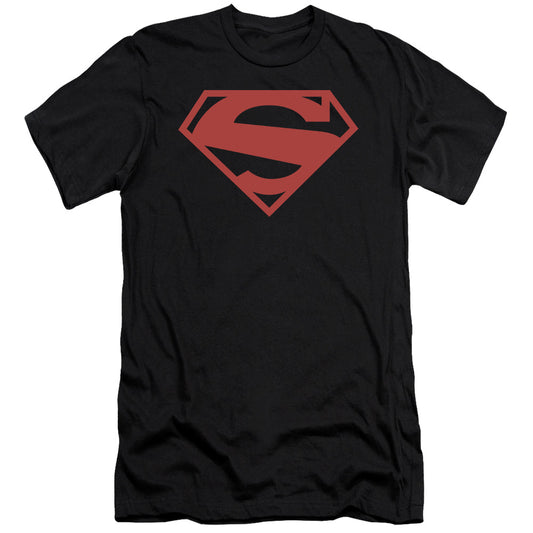 Superman 52 Red Block Slim Fit Mens T Shirt Black