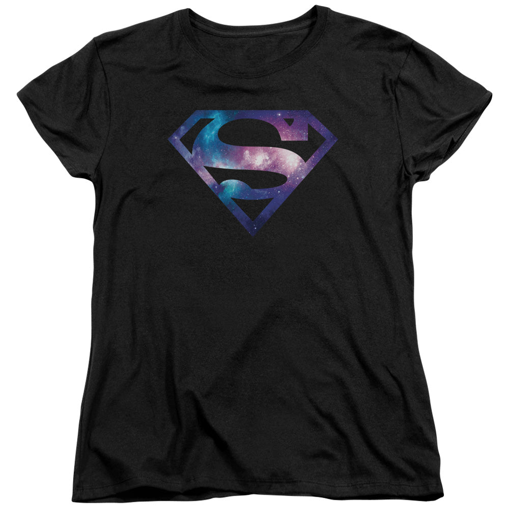 Superman Galaxy Shield Womens T Shirt Black