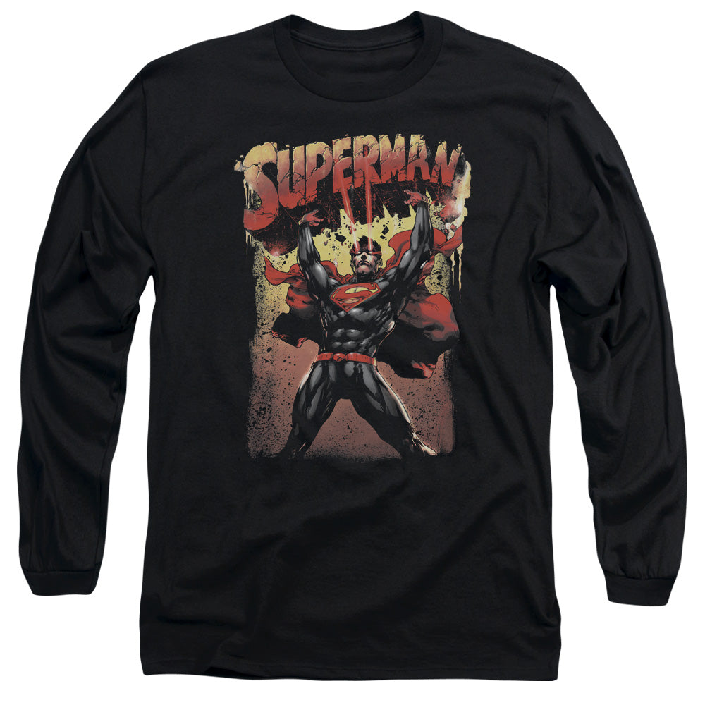 Superman Lift Up Mens Long Sleeve Shirt Black