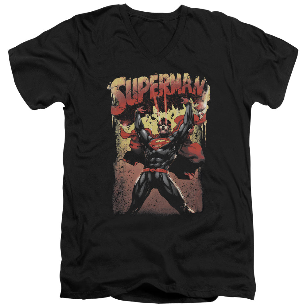 Superman Lift Up Mens Slim Fit V Neck T Shirt Black