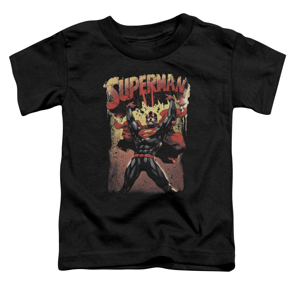 Superman Lift Up Toddler Kids Youth T Shirt Black