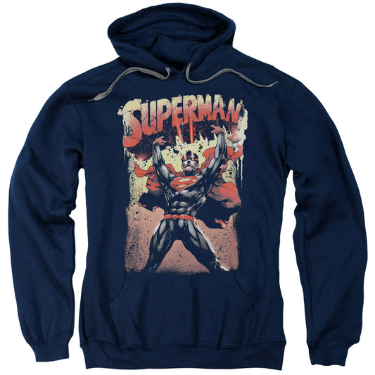 Superman Lift Up Mens Hoodie Navy