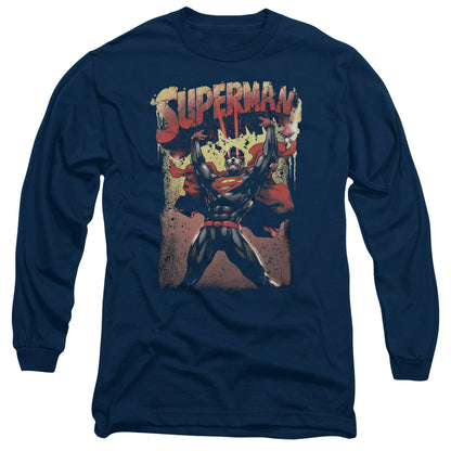 Superman Lift Up Mens Long Sleeve Shirt Navy