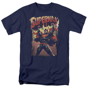 Superman Lift Up Mens T Shirt Navy Blue