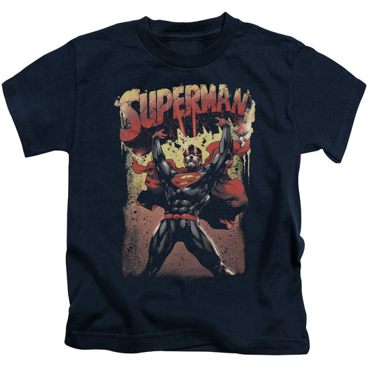 Superman Lift Up Juvenile Kids Youth T Shirt Navy