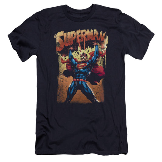 Superman Lift Up Premium Bella Canvas Slim Fit Mens T Shirt Navy