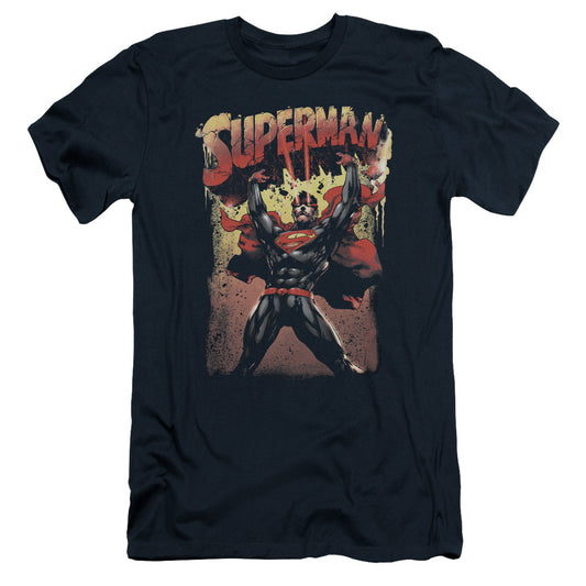 Superman Lift Up Slim Fit Mens T Shirt Navy