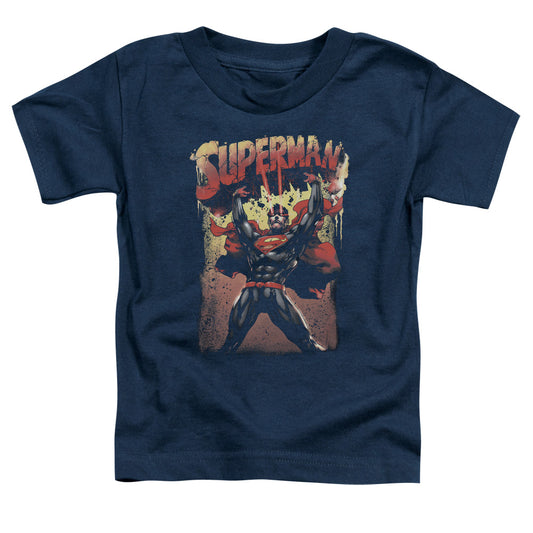 Superman Lift Up Toddler Kids Youth T Shirt Navy