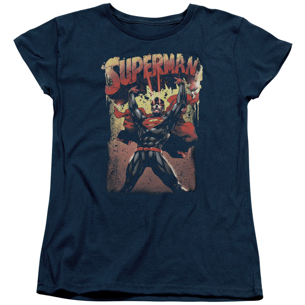 Superman Lift Up Womens T Shirt Navy