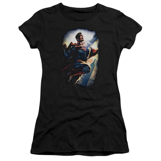 Superman Ck Superstar Junior Sheer Cap Sleeve Womens T Shirt Black