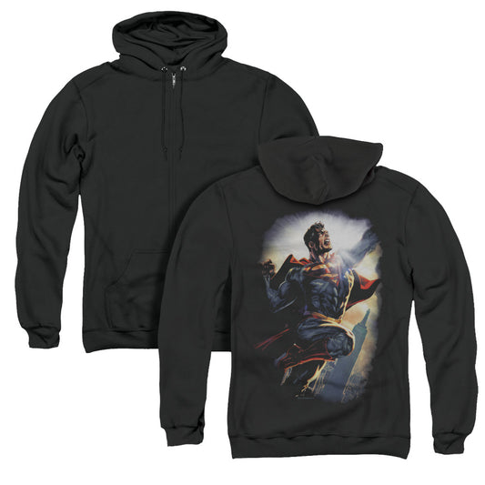 Superman Ck Superstar Back Print Zipper Mens Hoodie Black